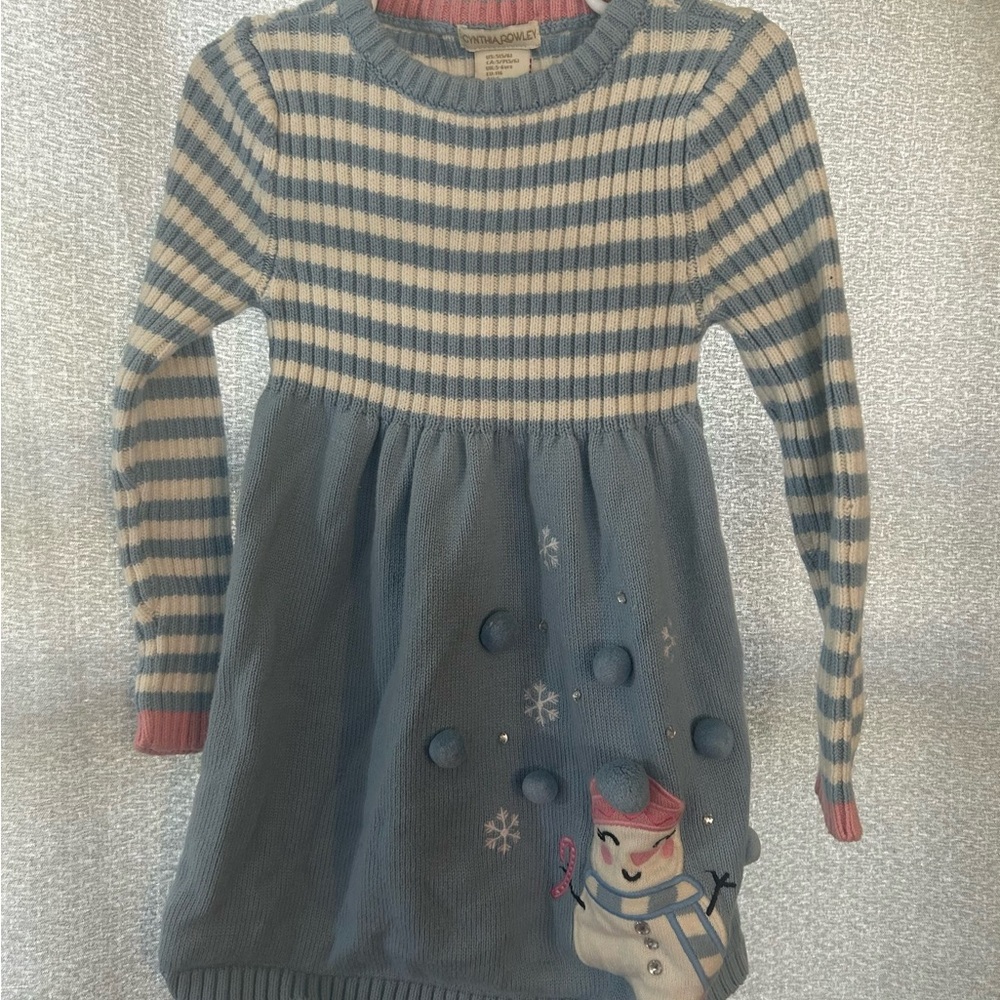 Gymboree Blue and White Snowman Sweater Dress